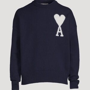 Ami Paris Blue Navy Oversize Ami De Coeur Small